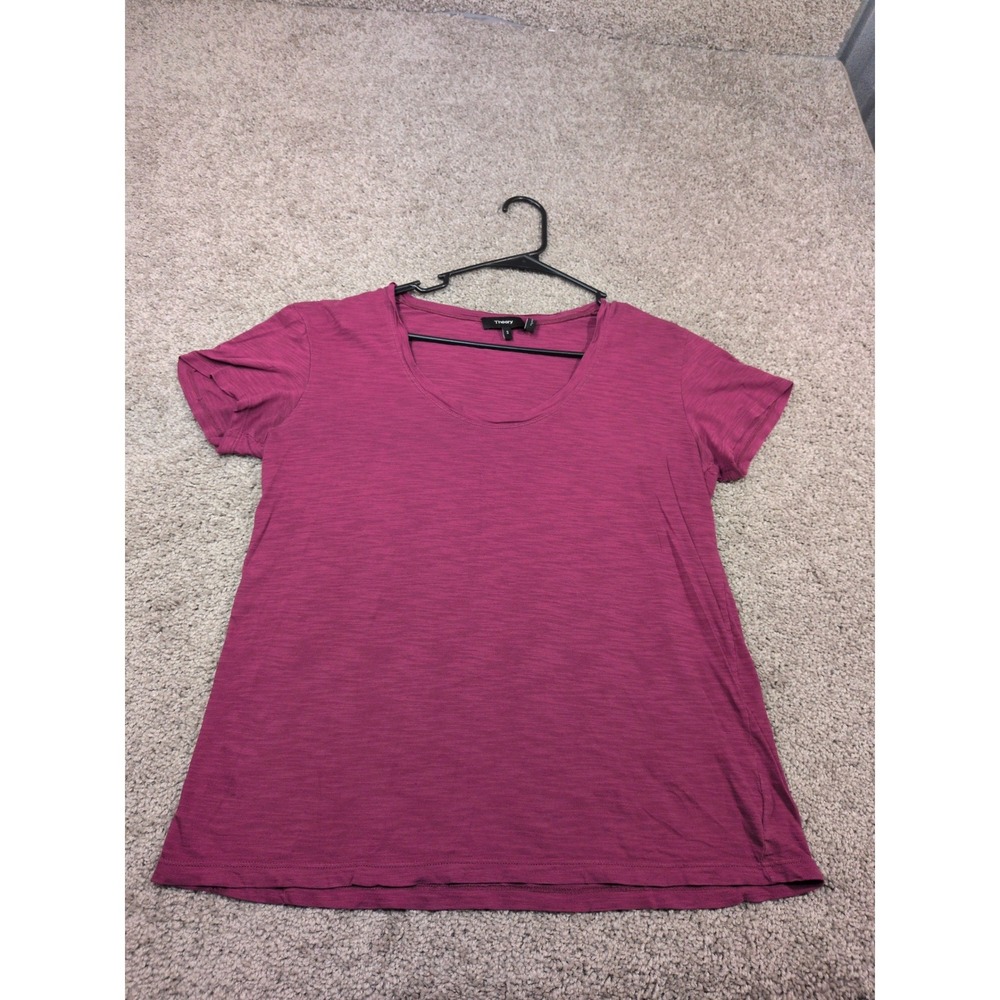 Theory Bianata Sea Slub Cotton Scoop Neck Tee Berry Magenta I1024510R Small